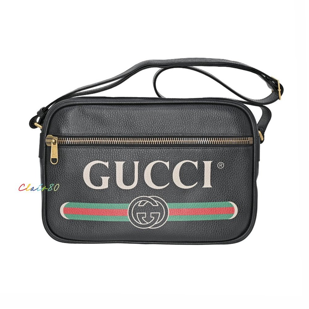 Gucci Large Leather Logo Print Messenger Bag Bag
